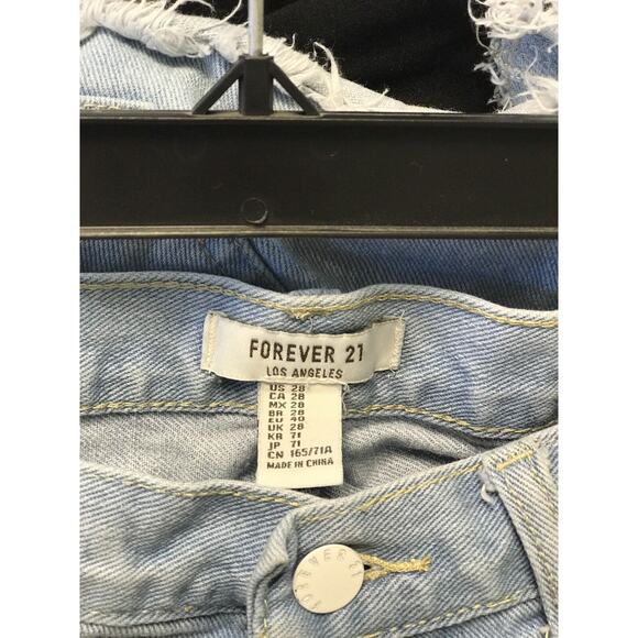 FOREVER 21 High Waisted Distressed Ripped Denim Jean Shorts Sz 28 Beach - Picture 8 of 11